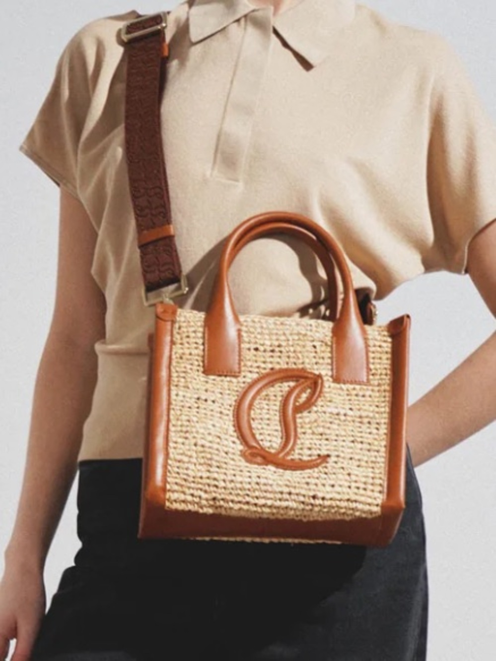Christian Louboutin By My Side mini raffia tote bag w/COA - Picture 15 of 15